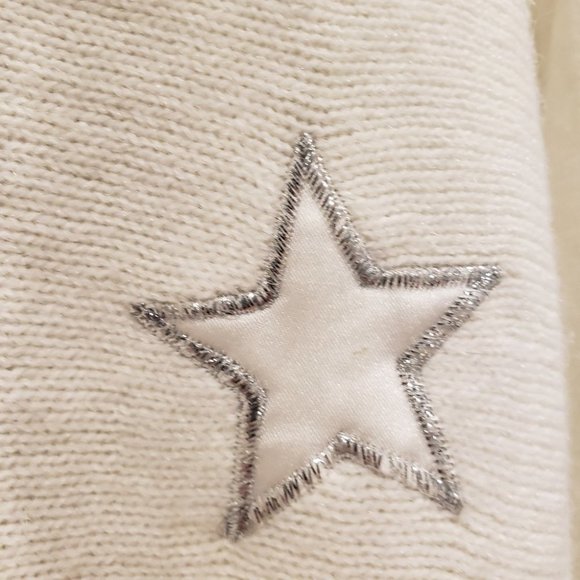 Vintage Christmas/New Years Part Sweater Knit Sparkly Stars/Ribbons Cre… - Picture 5 of 14